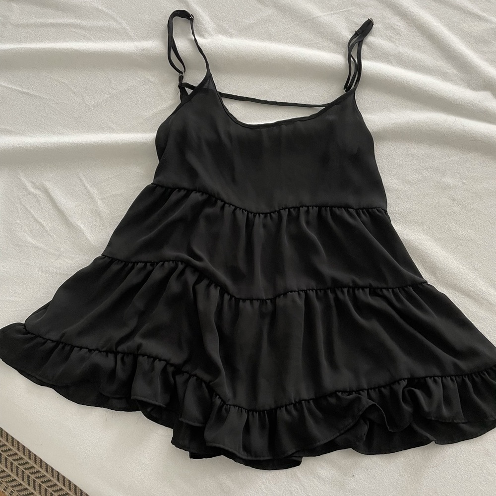 Brandy Melville black tiered tank top